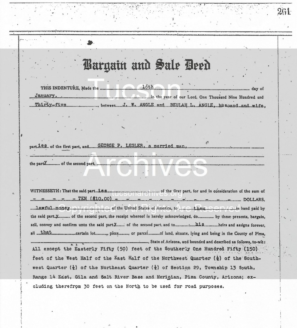 1935 Tucson Valley Of The Moon Additional Land Purchase